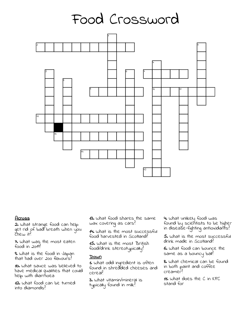 Food Crossword