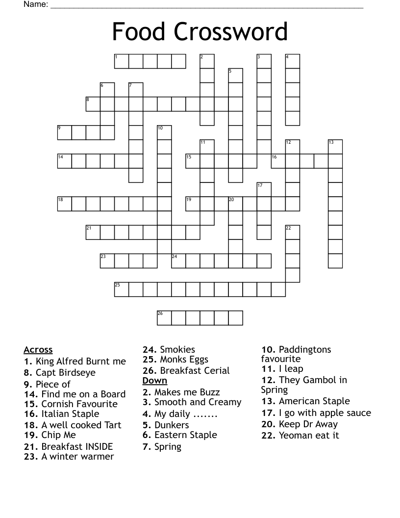 Food Crossword