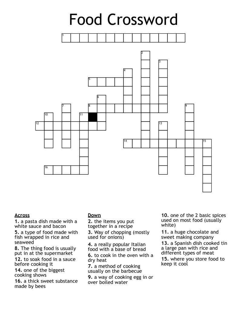 Food Crossword