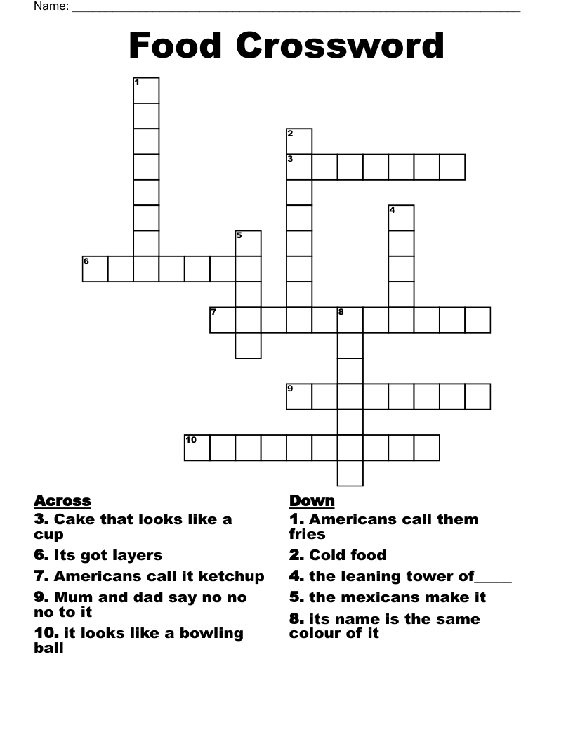 Food Crossword