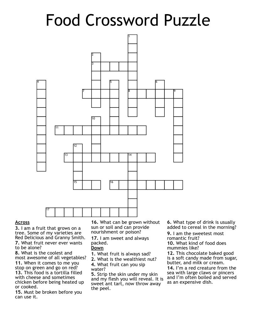 Food Crossword Puzzle