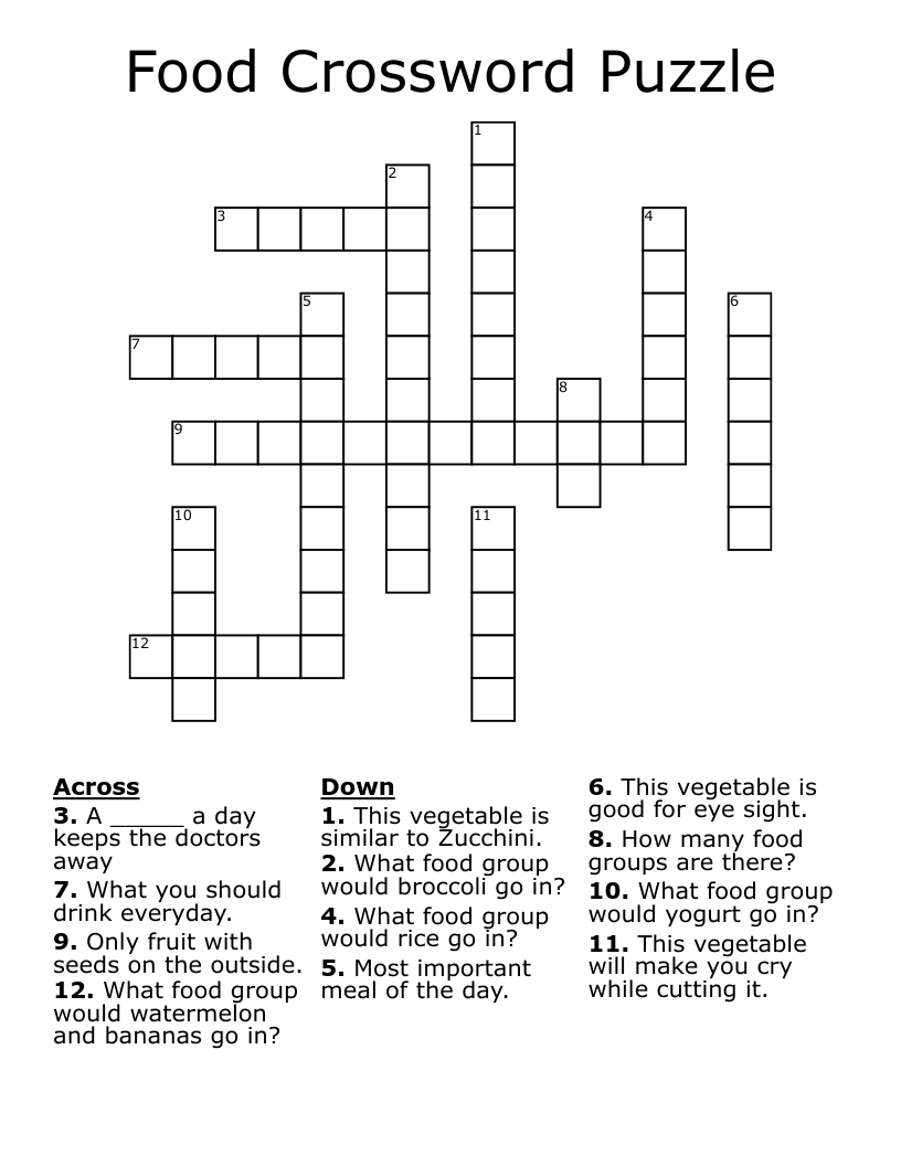 Food Crossword Puzzle
