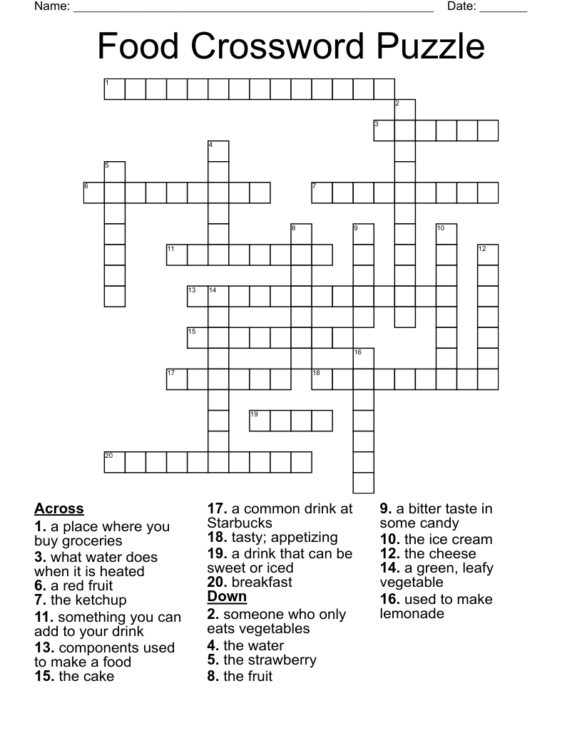Food Crossword Puzzle