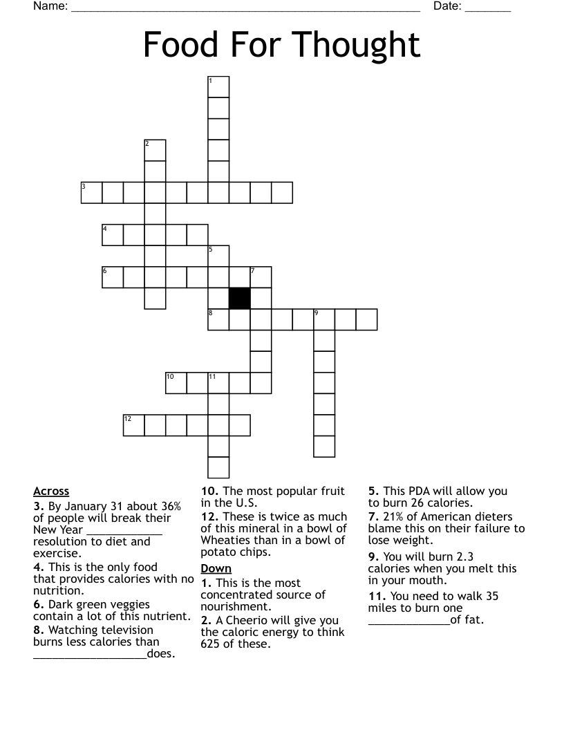 Food For Thought Crossword