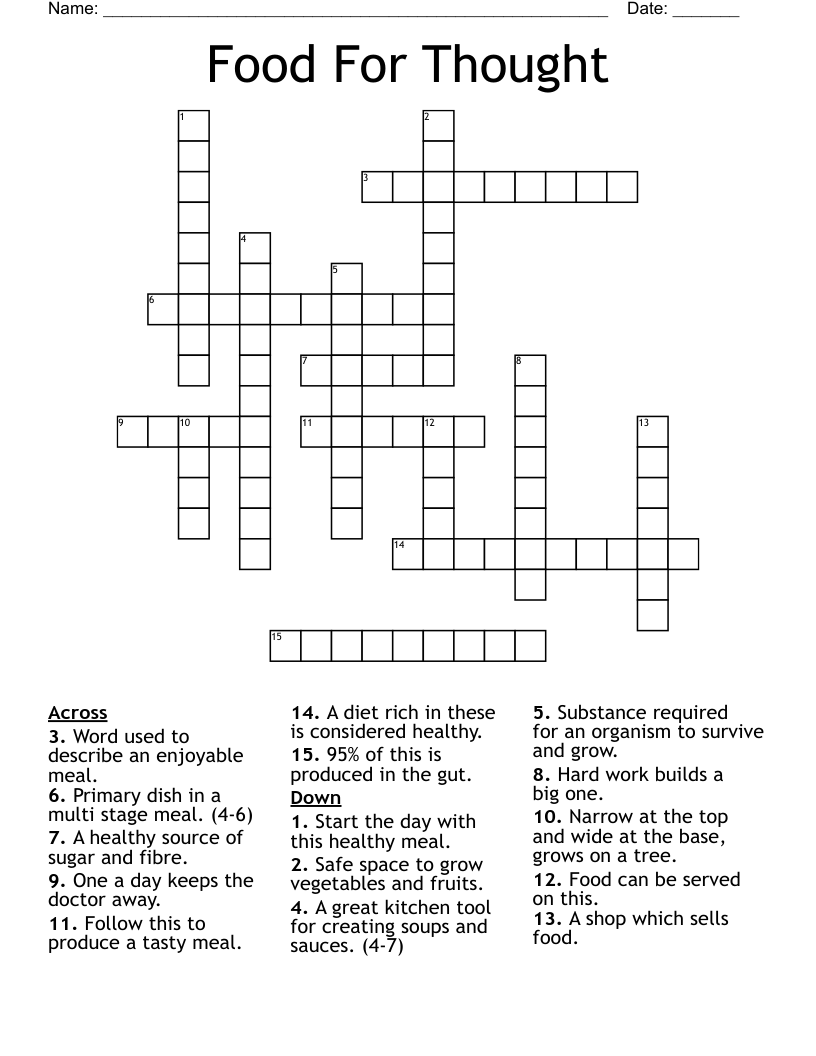 Food For Thought Crossword