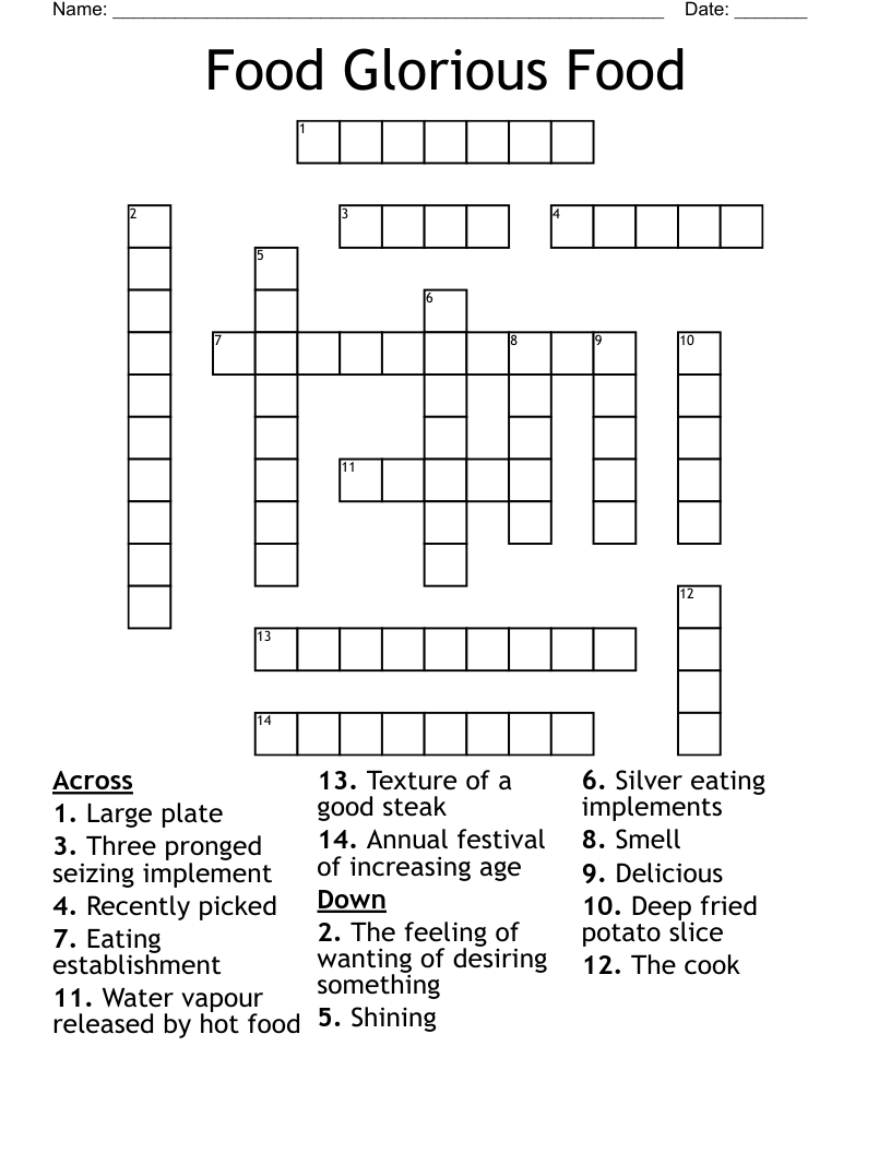 Food Glorious Food Crossword