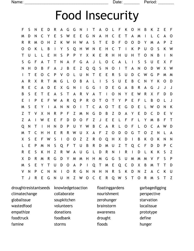 Food Insecurity Word Search
