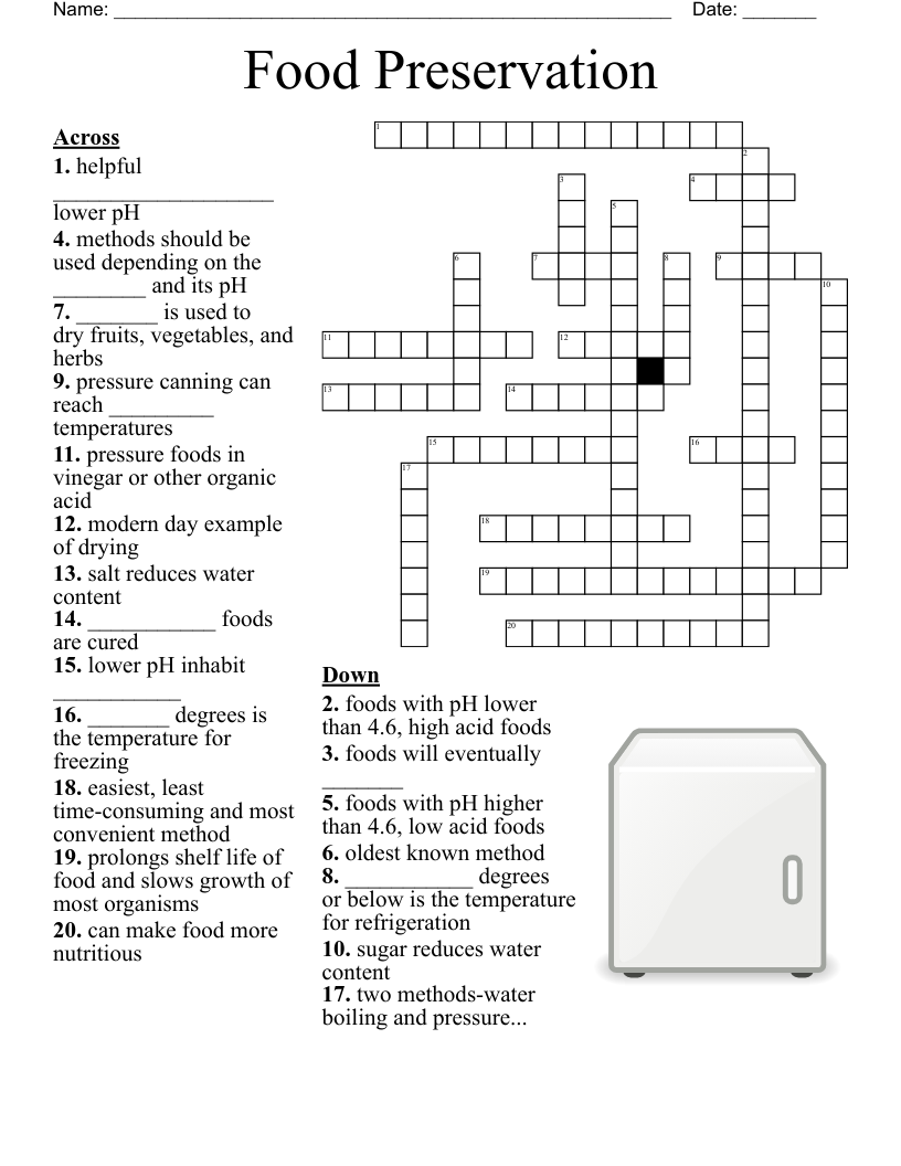 Food Preservation Crossword