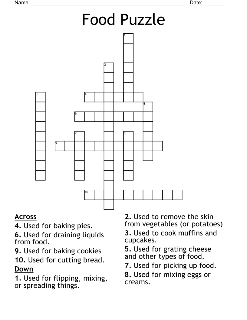 Food Puzzle Crossword