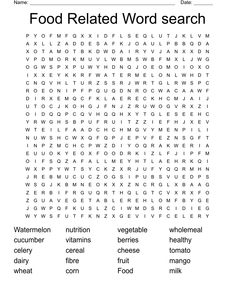 Food Related Word search