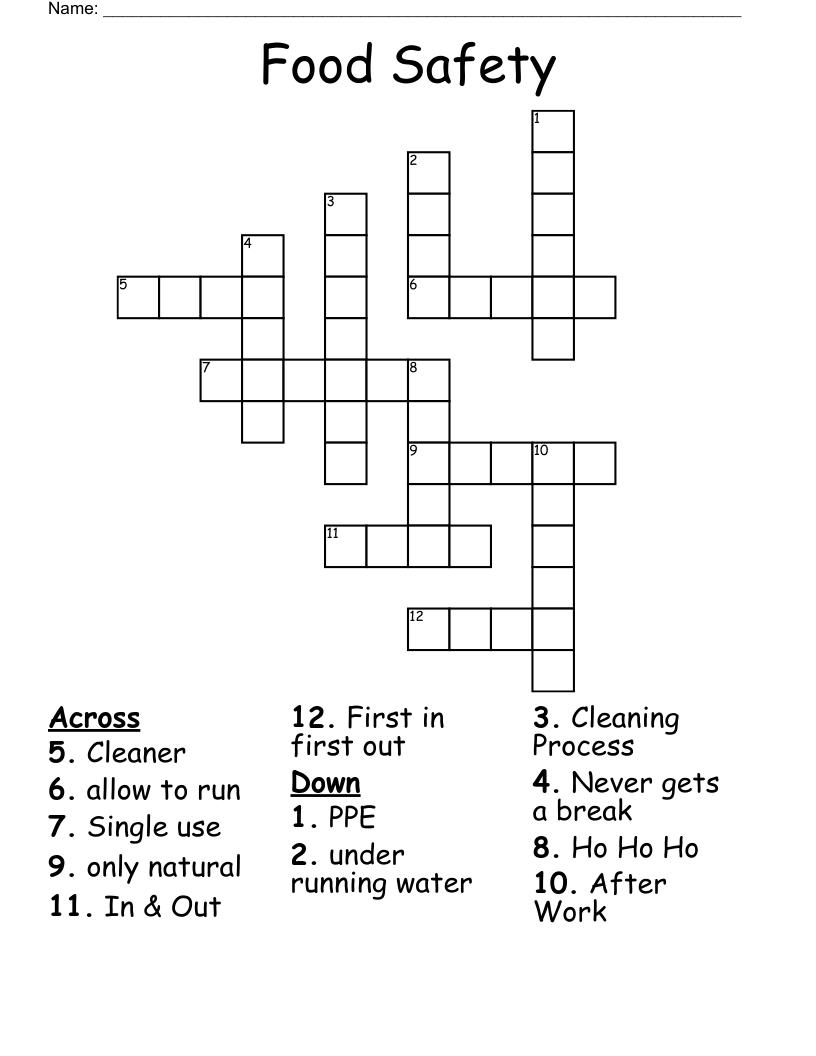 Food Safety Crossword