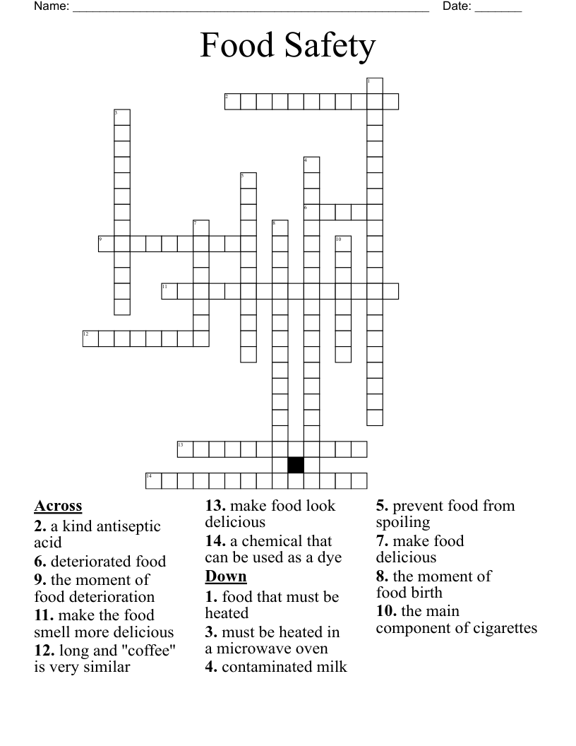 Food Safety Crossword