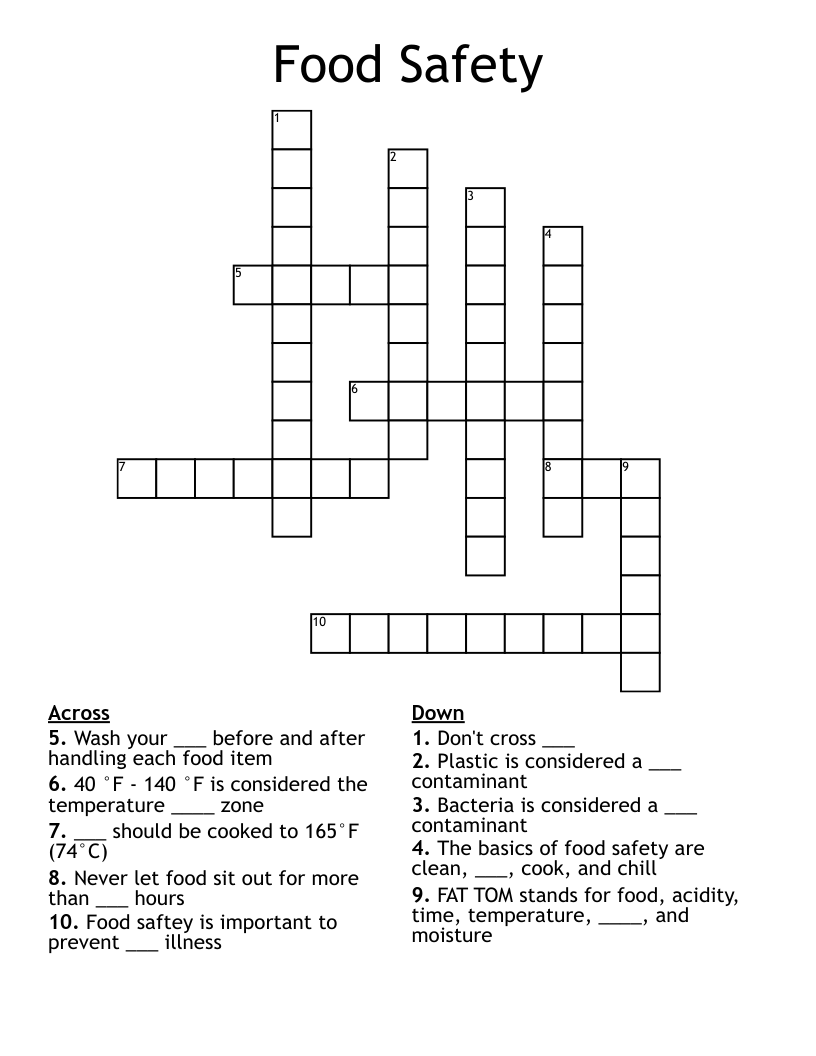 Food Safety Crossword
