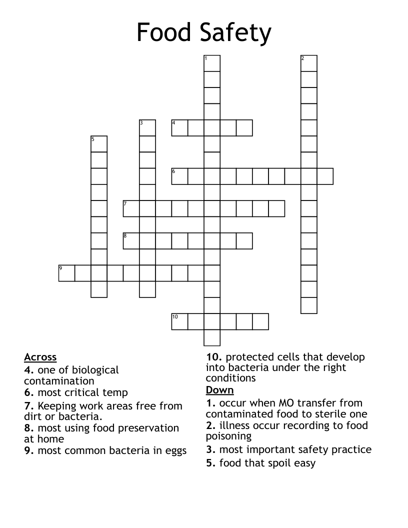 Food Safety Crossword