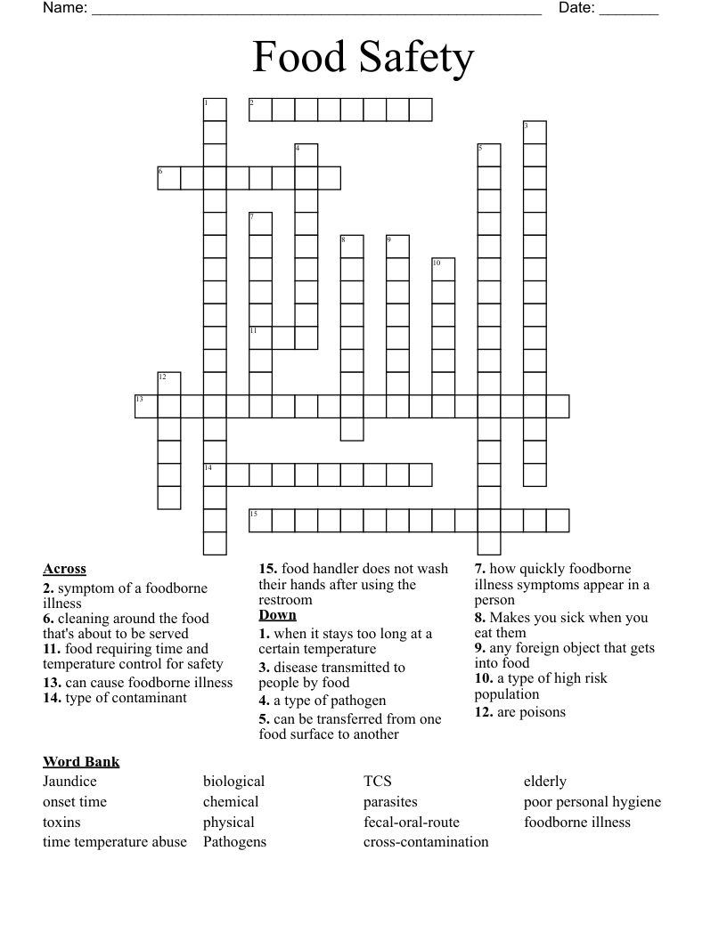 Food Safety Crossword