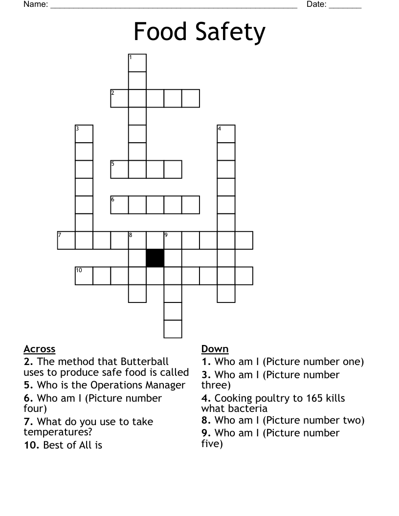 Food Safety Crossword