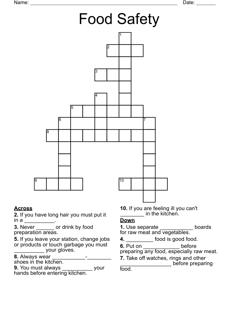 Food Safety Crossword