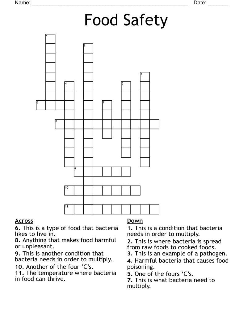 Food Safety Crossword