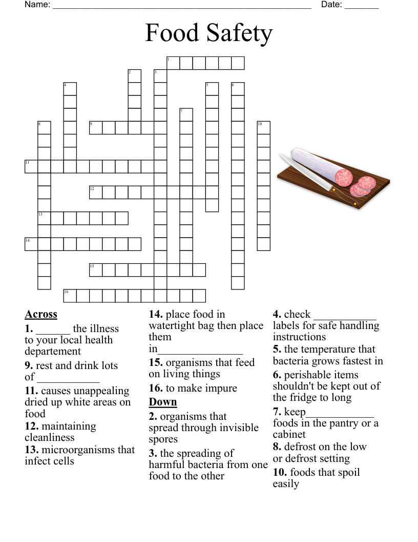Food Safety Crossword