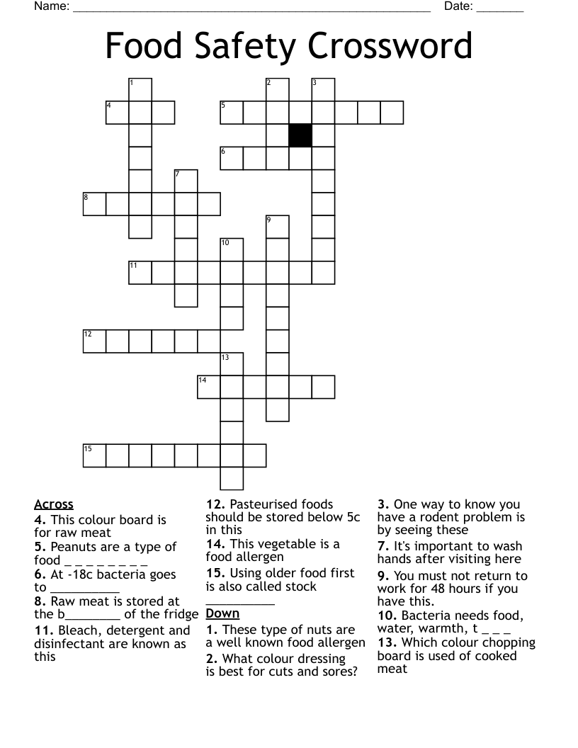 Food Safety Crossword 