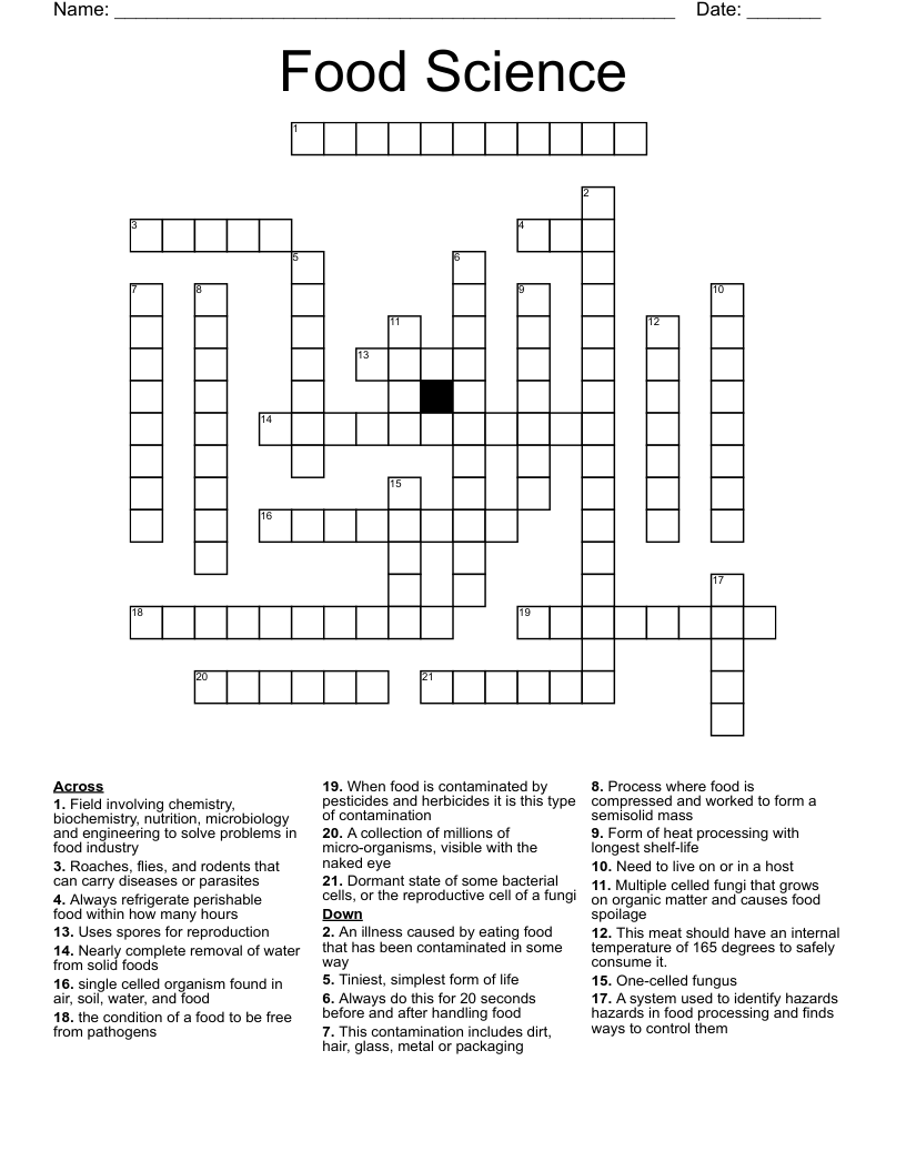 Food Science Crossword