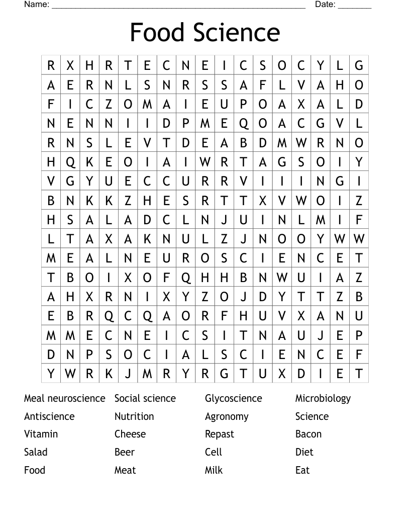 Food Science Word Search