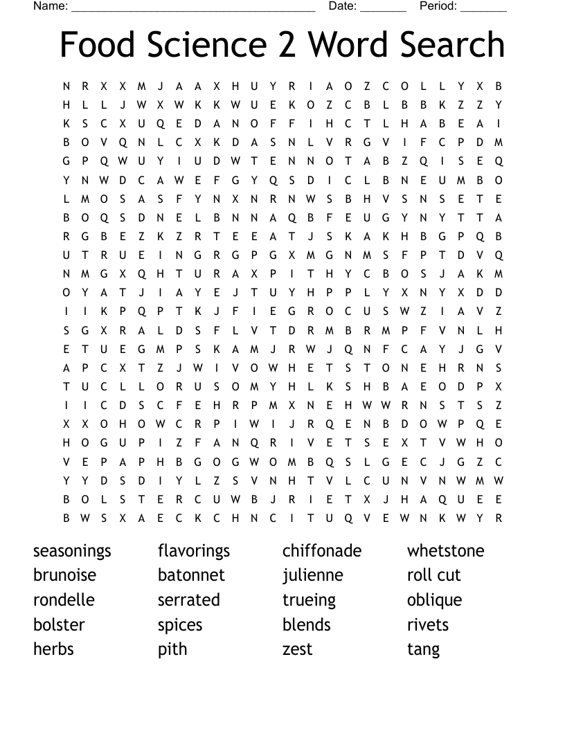 Food Science 2 Word Search