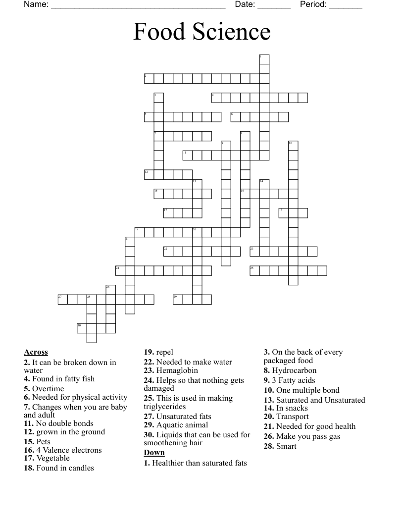 Food Science Crossword