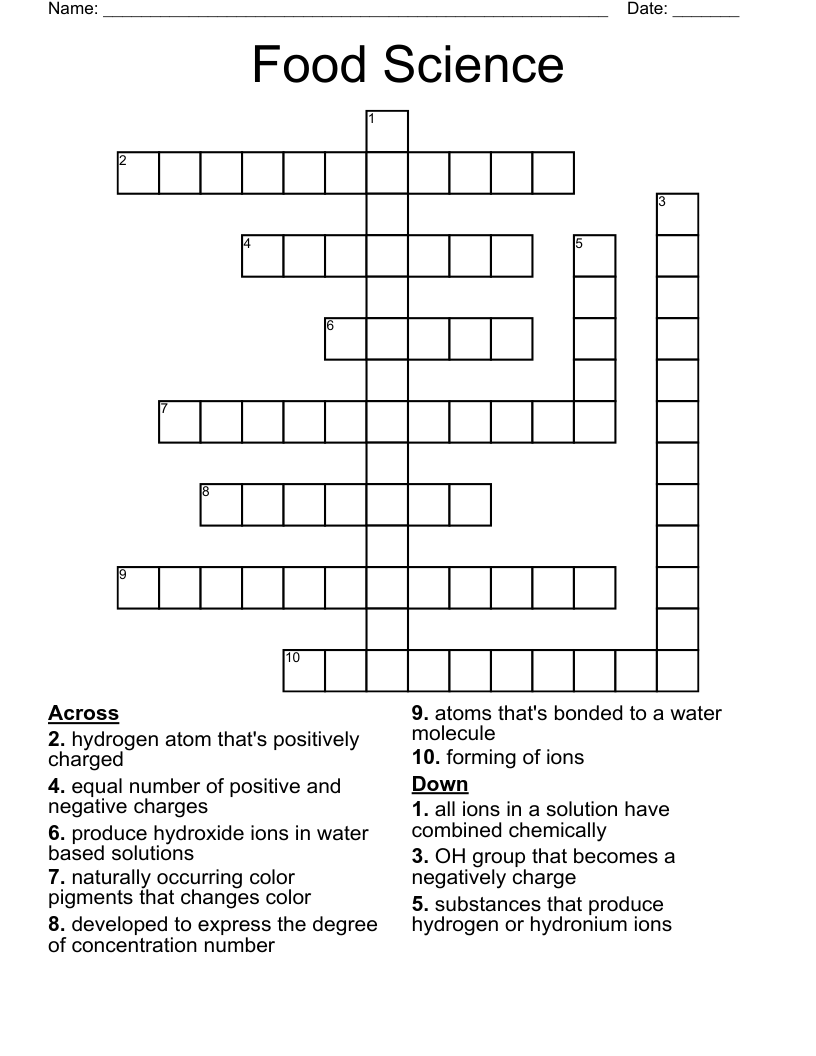 Food Science Crossword