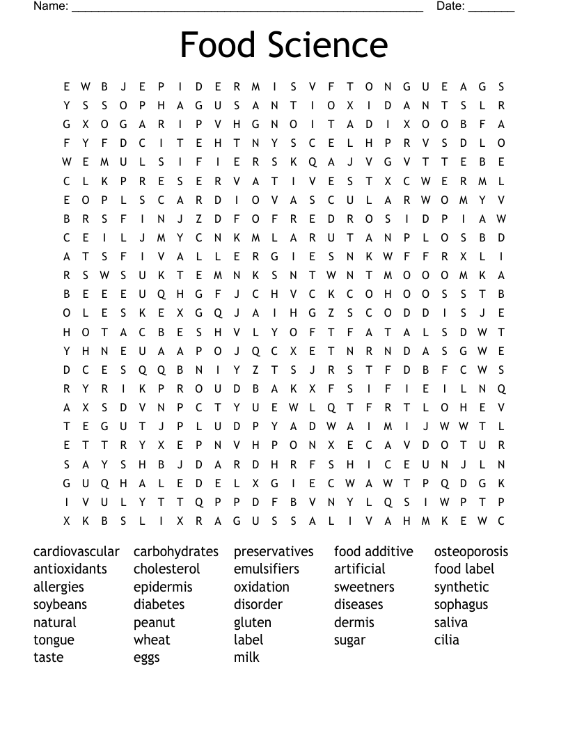 Food Science  Word Search