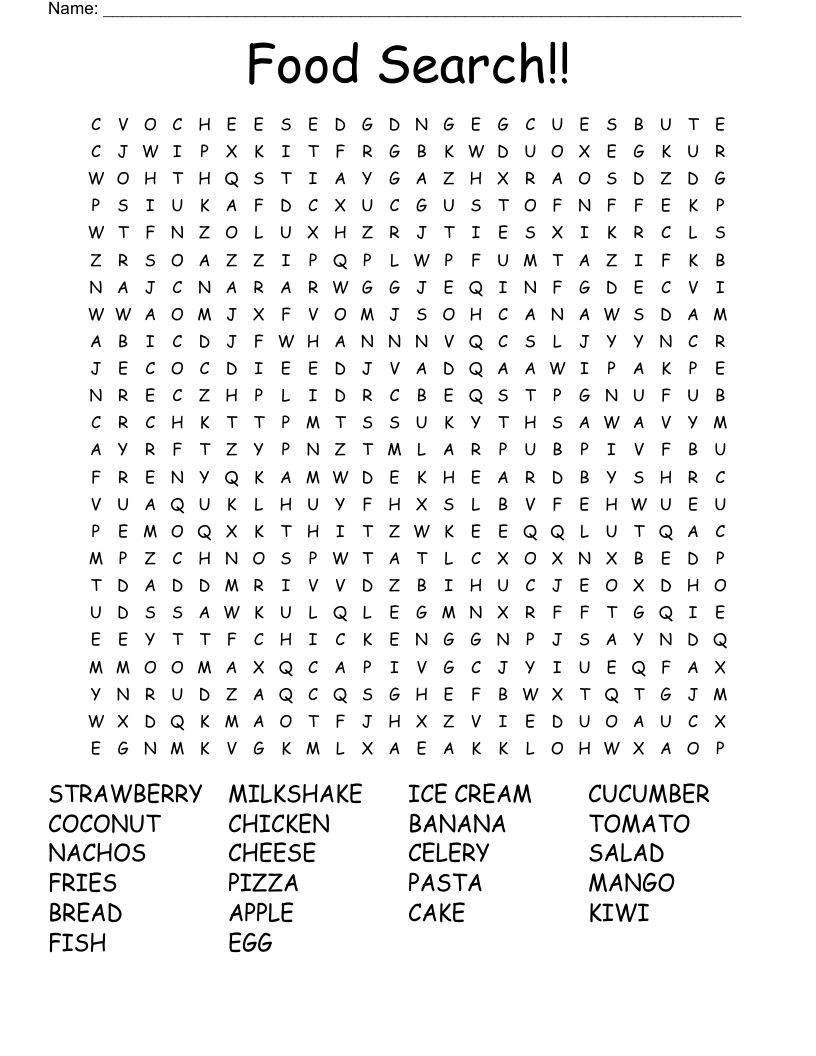 Food Search!! Word Search