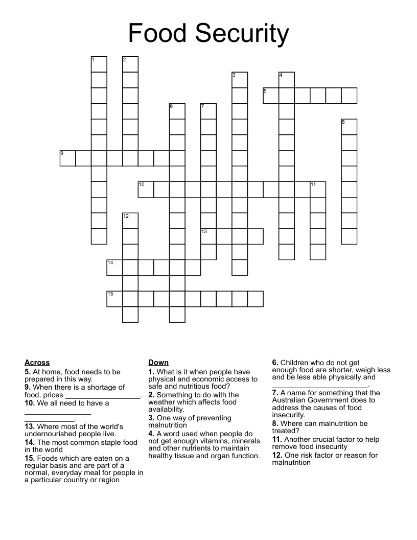Food Security Crossword