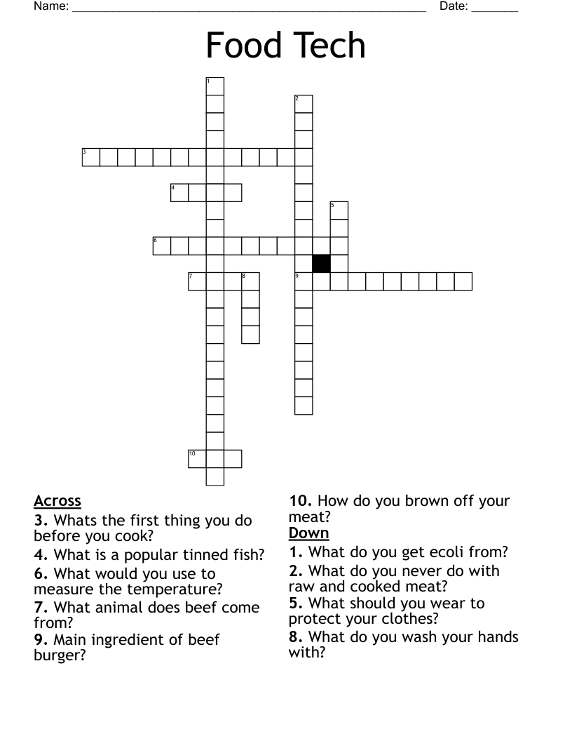 Food Tech Crossword