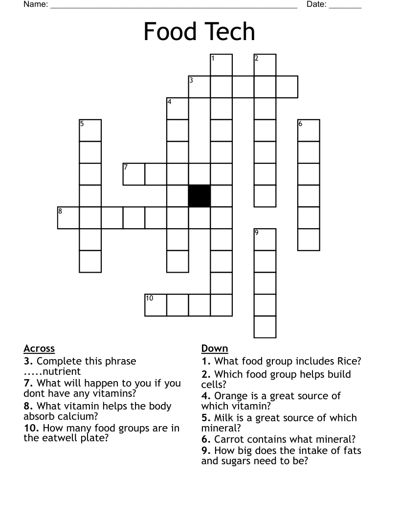 Food Tech Crossword