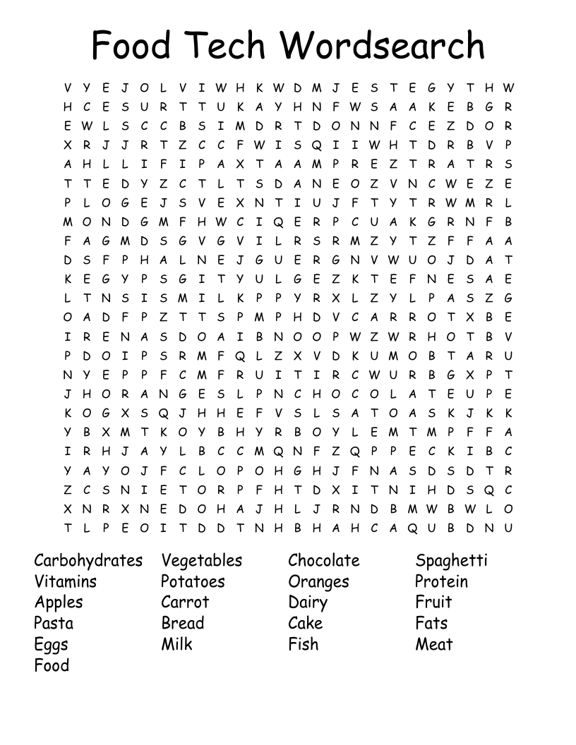 Food Tech Wordsearch