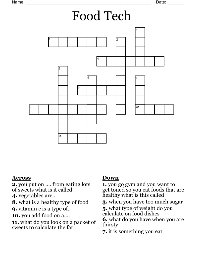 Food Tech  Crossword