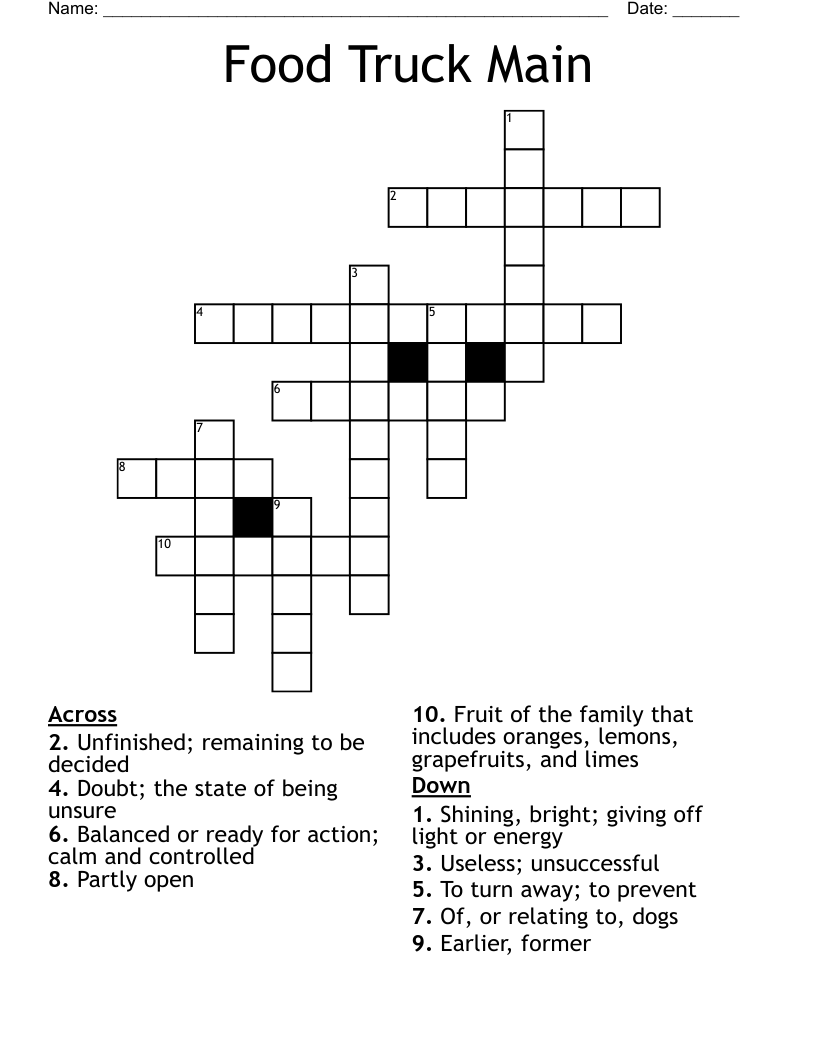Food Truck Main Crossword