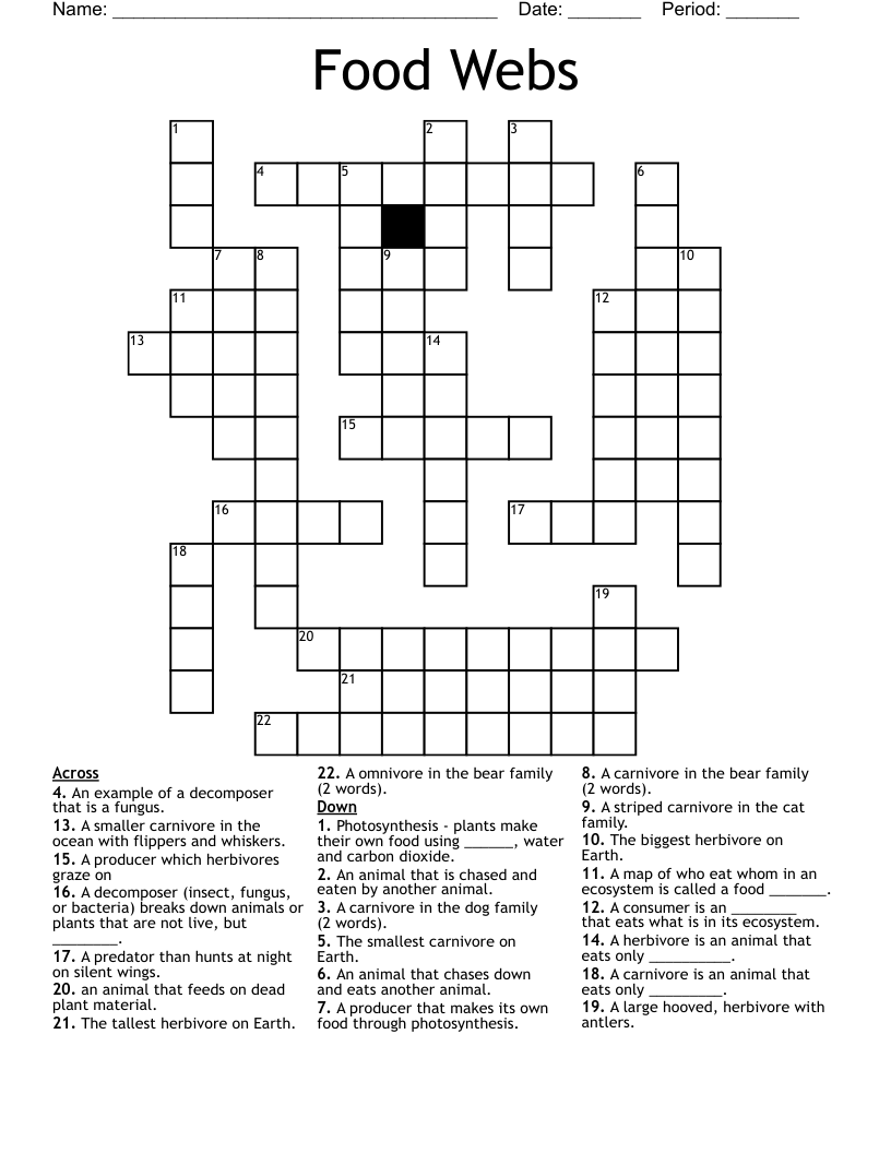 Food Webs Crossword