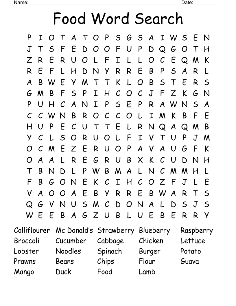Food Word Search