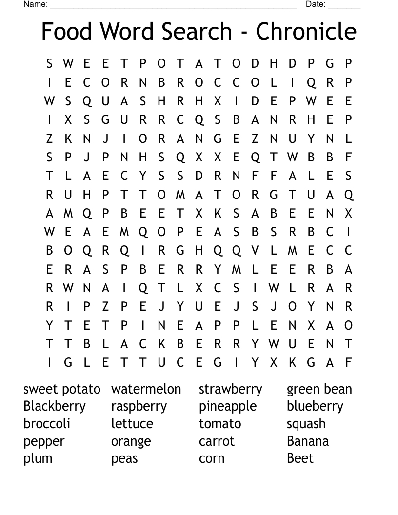 Food Word Search - Chronicle