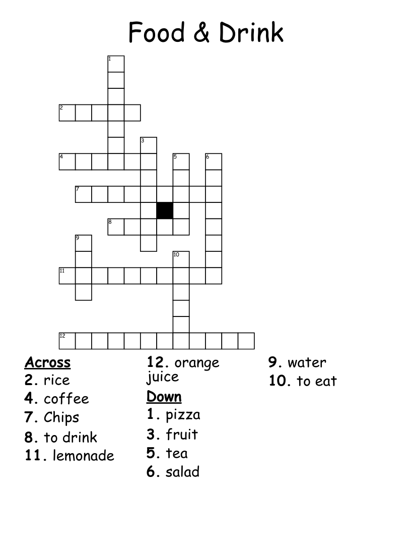 Food & Drink Crossword