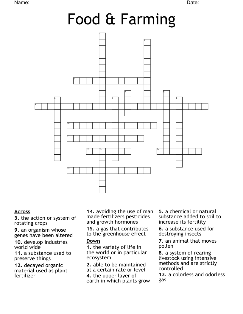 Food & Farming Crossword