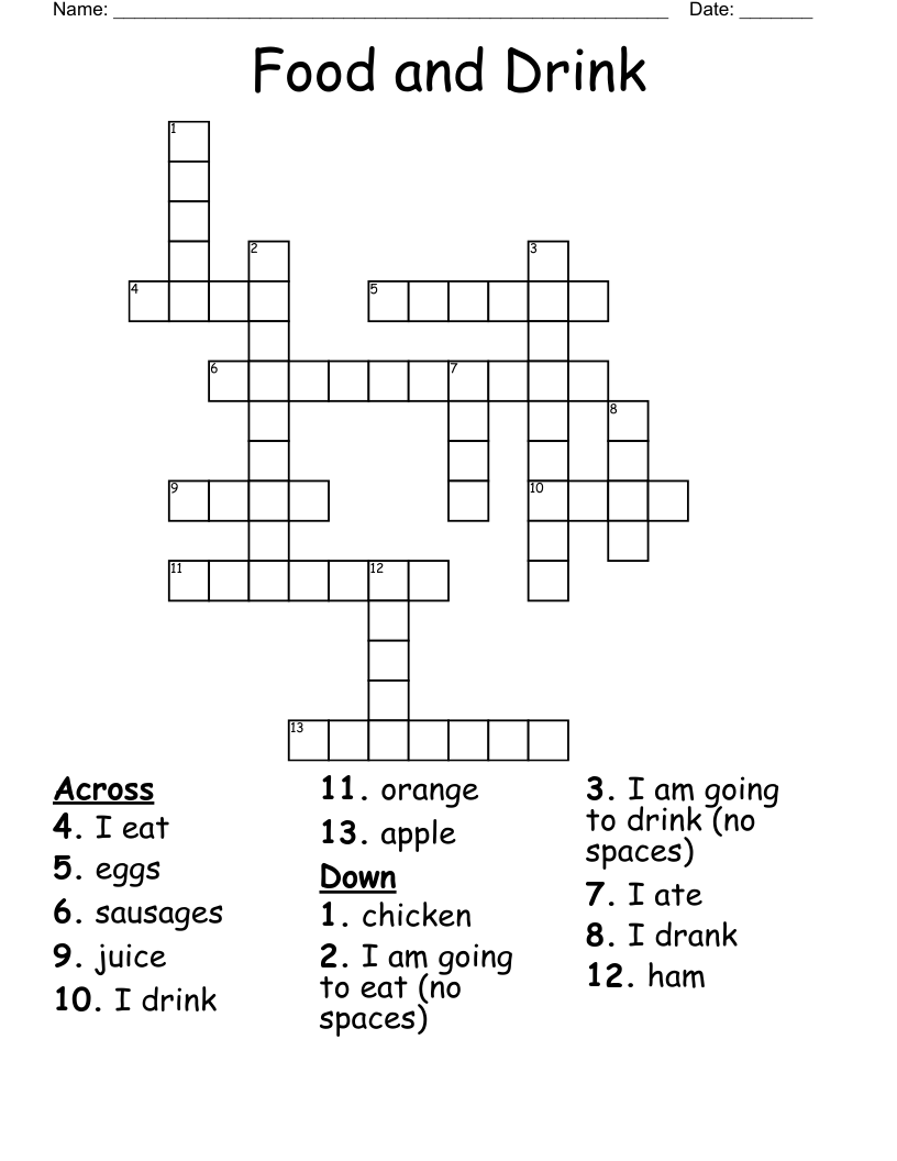 Food and Drink Crossword