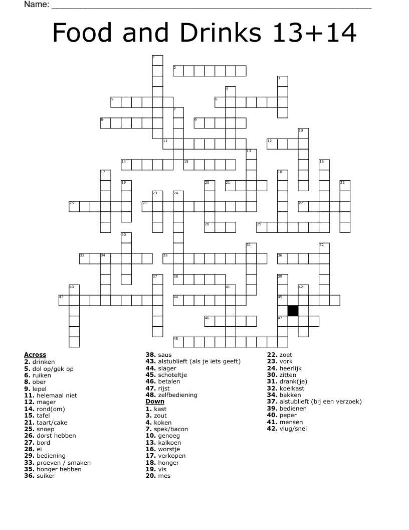 Food and Drinks 13+14 Crossword