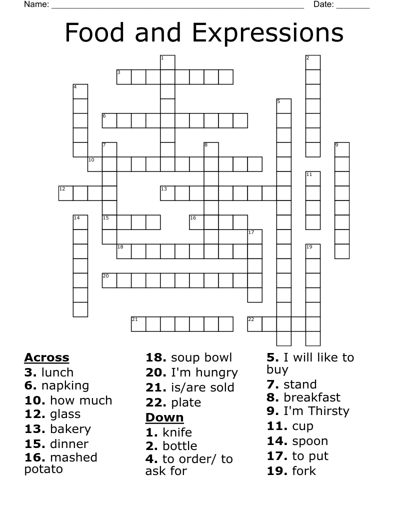 Food and Expressions Crossword
