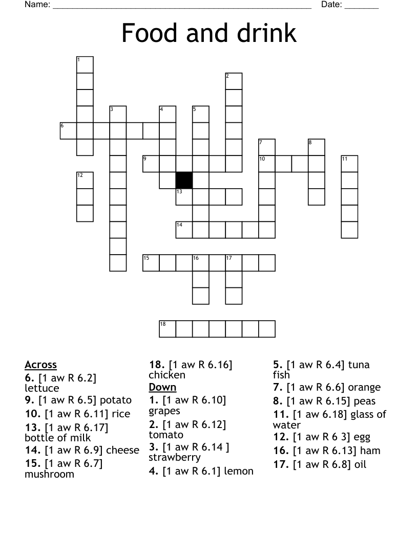 Food and drink Crossword