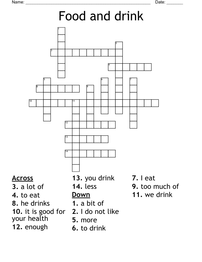Food and drink Crossword