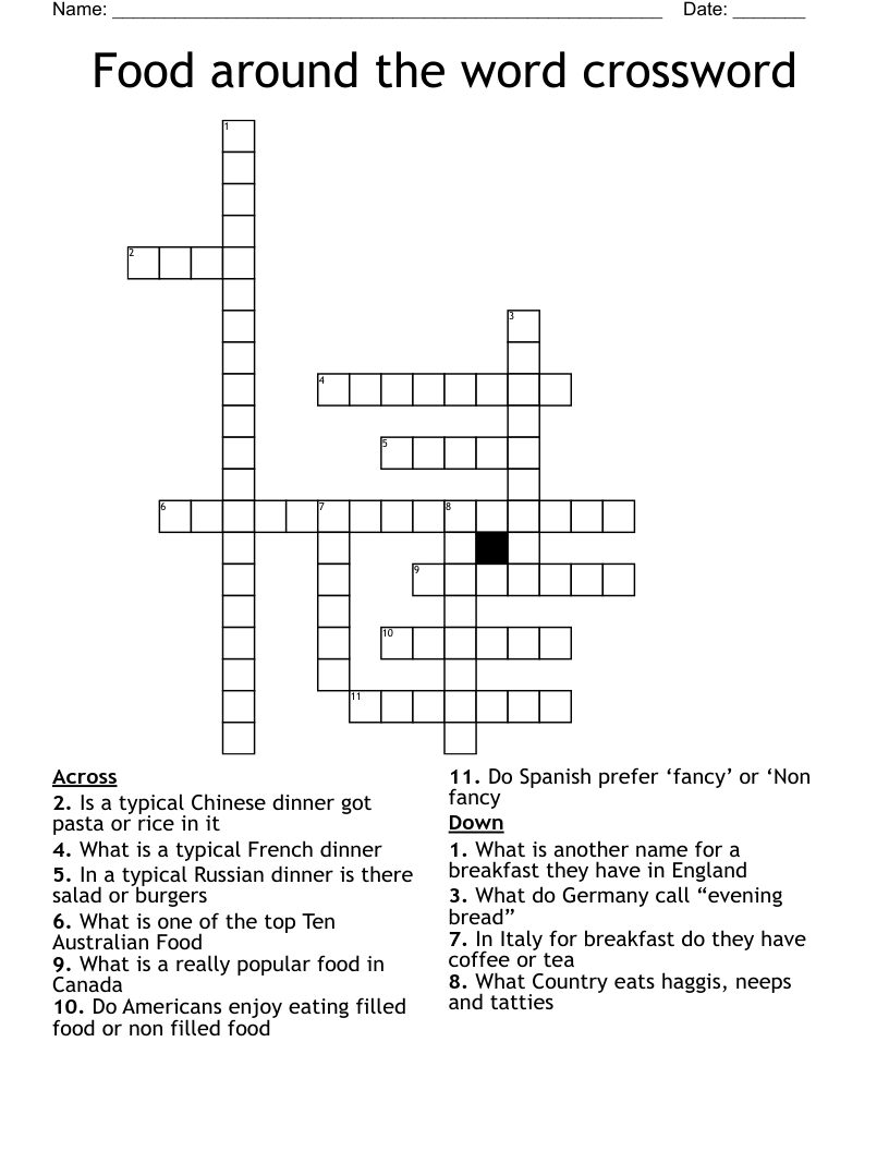 Food around the word crossword