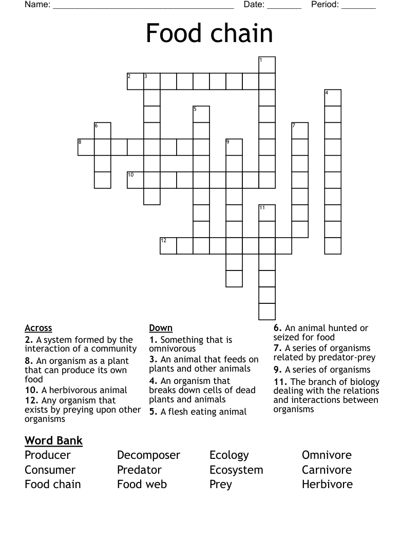 Food chain Crossword