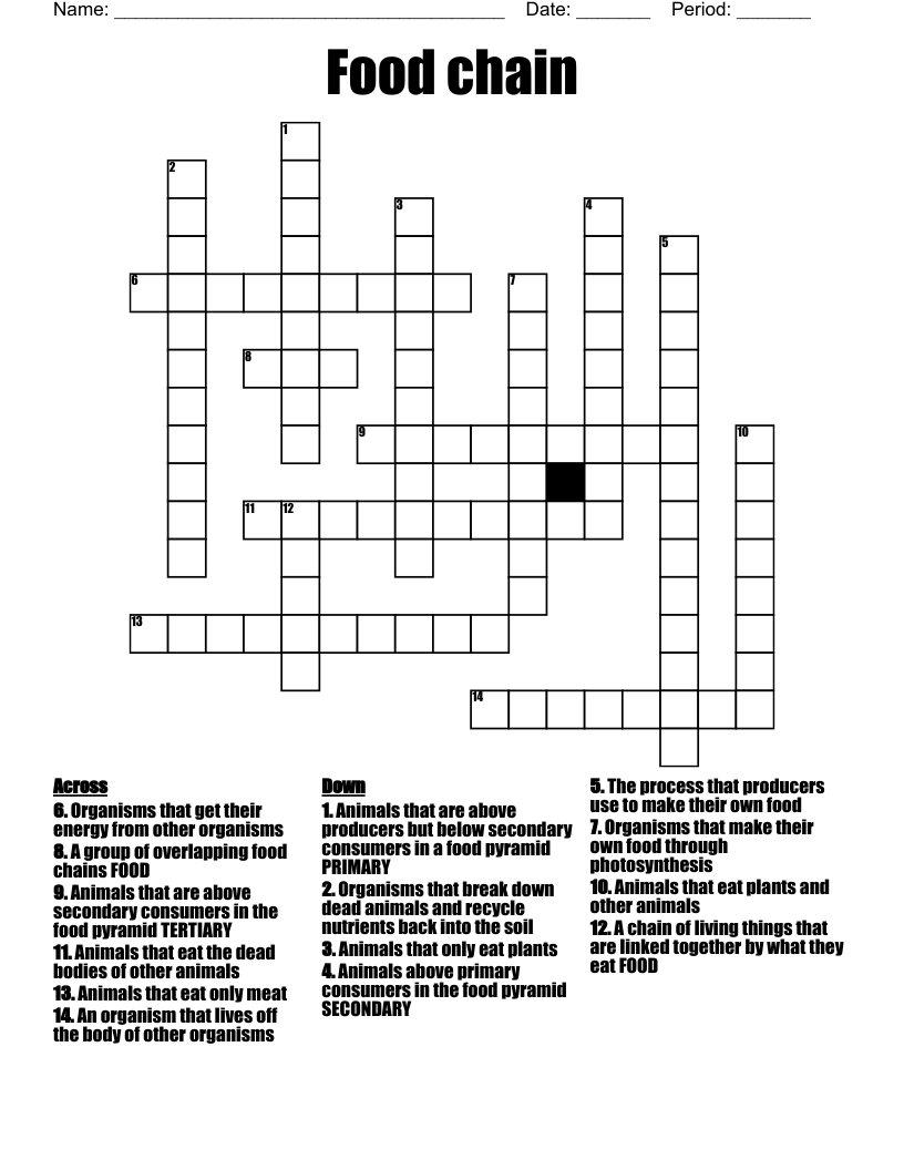 Food chain Crossword